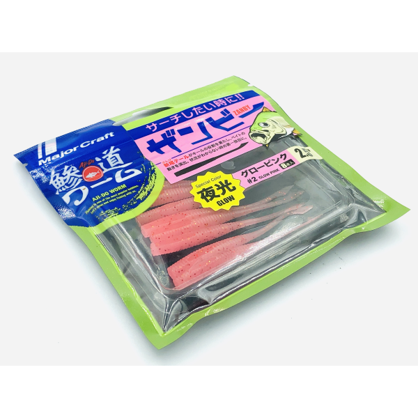 MAJOR CRAFT AJI DO WORM ZB 2.5" COLOR GLOW WHITE SILVER LAME
