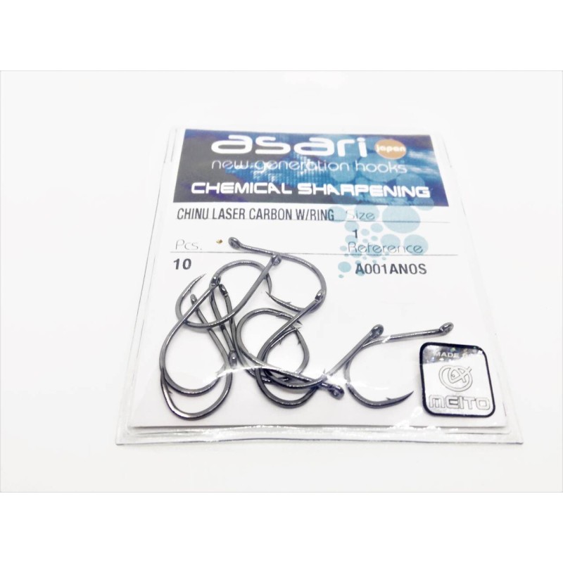 ANZUELO ASARI CHINU LASER CARBON W/RING  Nº8